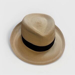 Eric Javits Women’s Squishee Fedora Hat - Tan/Natural - UPF 50+ With Black Band